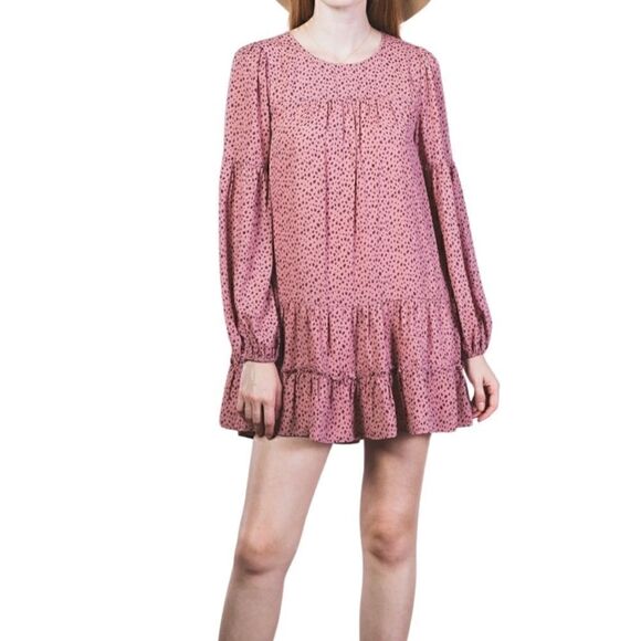 Plus Size Blush Dotted Babydoll Dress - Picture 6 of 9